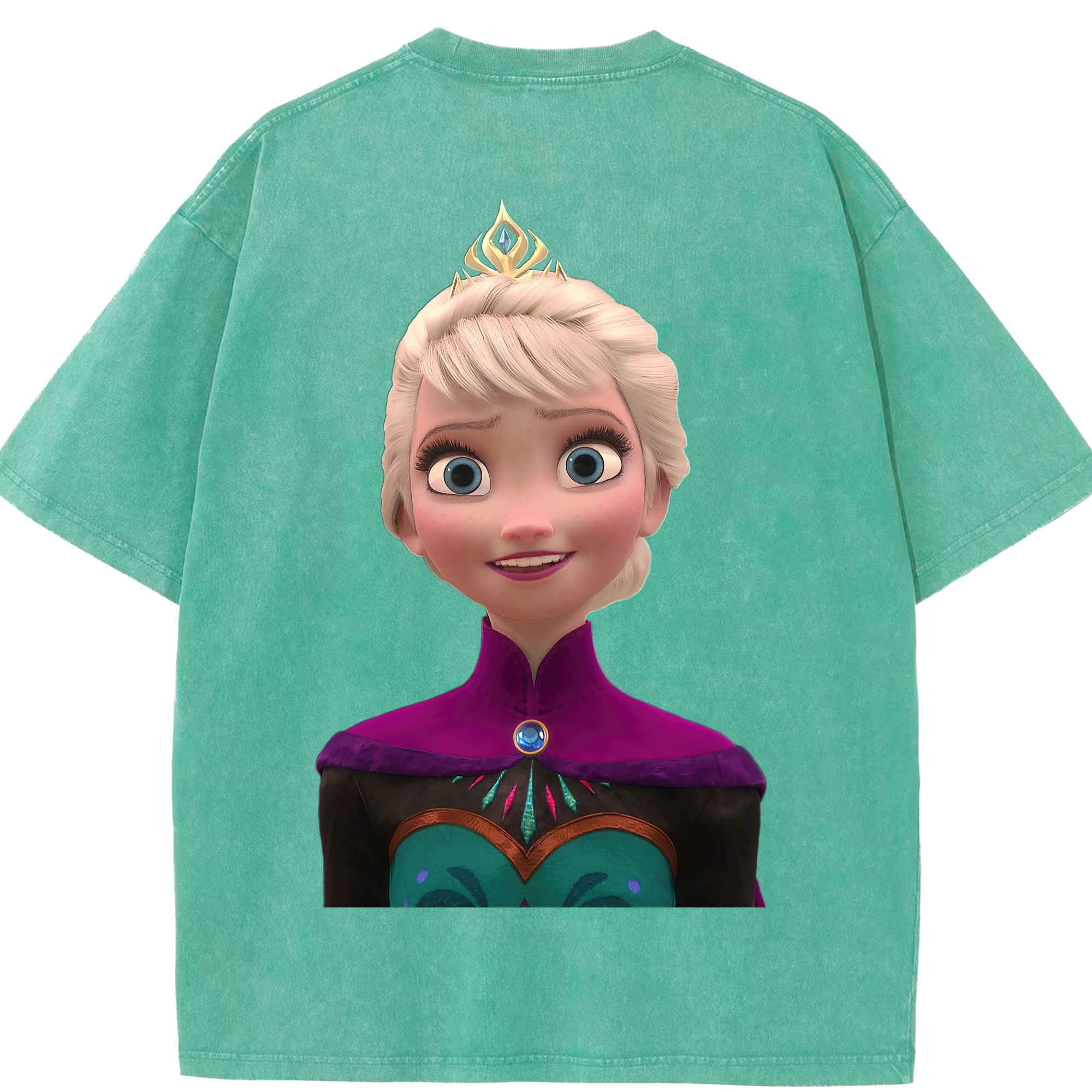 （画像用） アナと雪の女王 アンナ エルサ Frozen Anna Elsa 綿100% ヴィンテージ風 半袖Tシャツ（背面プリント）
